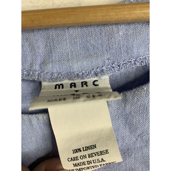 Marc + Ware Womens 1X Blue Boat Neck 100% Linen Blouse Top - Picture 3 of 6